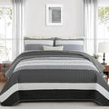 Dinjoy Full Boho Striped Quilt Set, Balck White Lightweight Bedspread | Soft by DINJOY