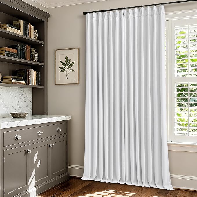 Snow White Pleated Linen 100% Blackout Curtains 84 Inches Long | Pinch Pleat - Image 7