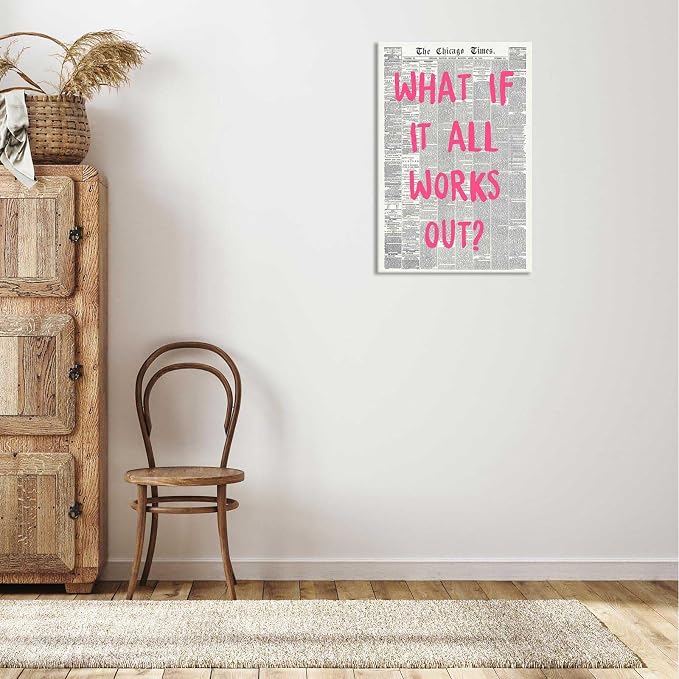 What If It All Works Out Poster Retro Newspaper Pink Font Canvas Wall Art - Image 5