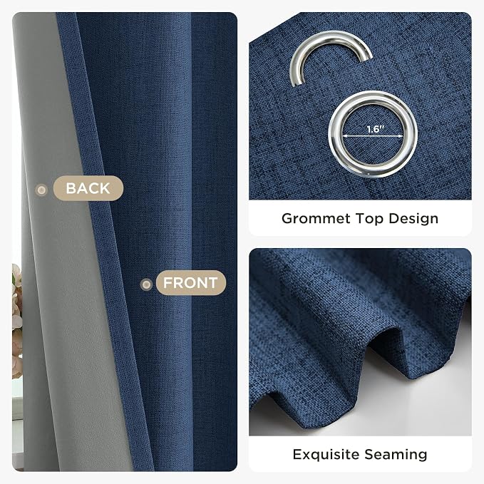 Joydeco Denim Blue Blackout Curtains 72 Inches Long, Room Darkening Curtains 2 - Image 5