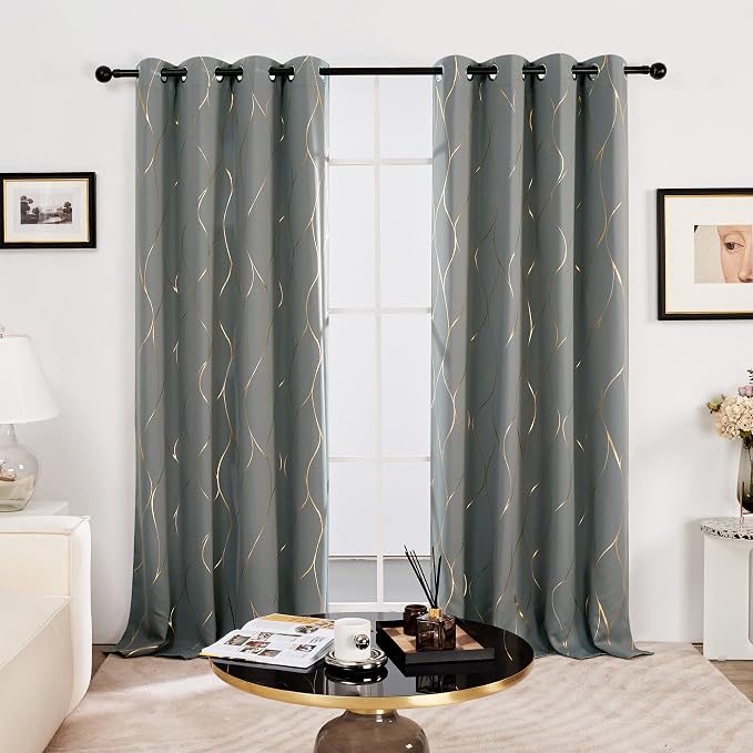 Deconovo Curtains for Living Room, Pattern Blackout Curtains 72 Inches Long | - Image 2