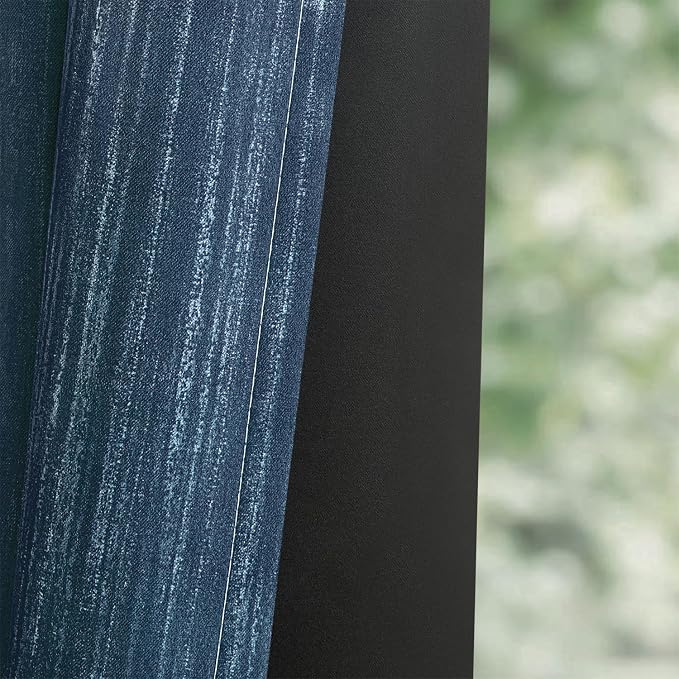 MIULEE Royal Blue and Greyish White Ombre Blackout Curtains 52Wx90L | Full Room - Image 7