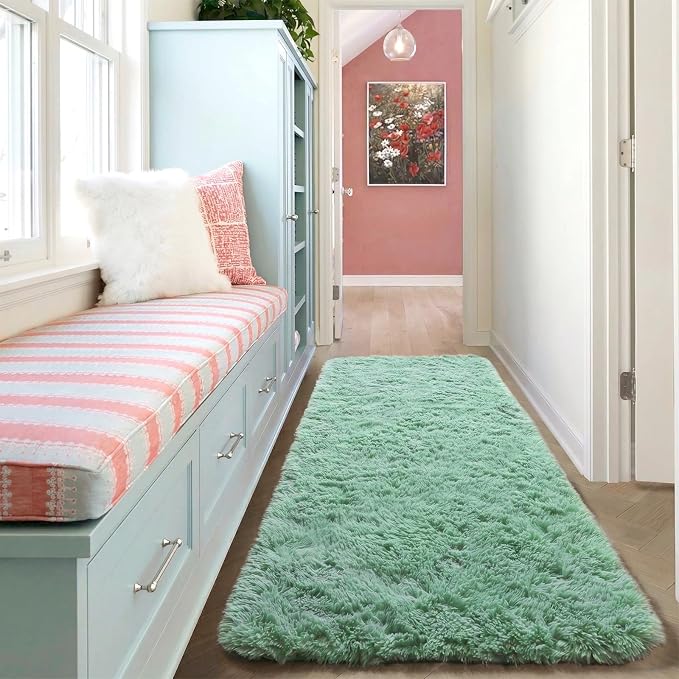 Sage Green Runner Rugs for Bedroom Living Room, Fluffy 2x6 Bedside Hallway Area - Image 7