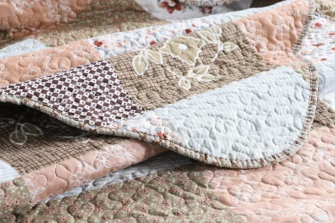 3-Piece Queen Quilt Set Quilted Bedspread Lightweight Reversible Coverlet Set - Image 3