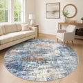 Abstract Round Area Rug 8 Ft Washable Circle Rugs Large Round Rug Non Slip Thin by iOhouze