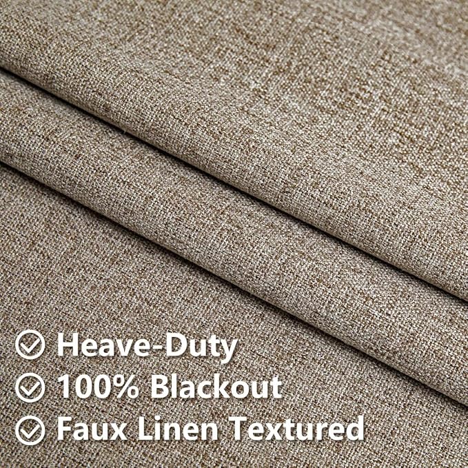 100% Blackout Curtains 96 inch Length1 Panel Faux Linen Long Drapes - Image 4