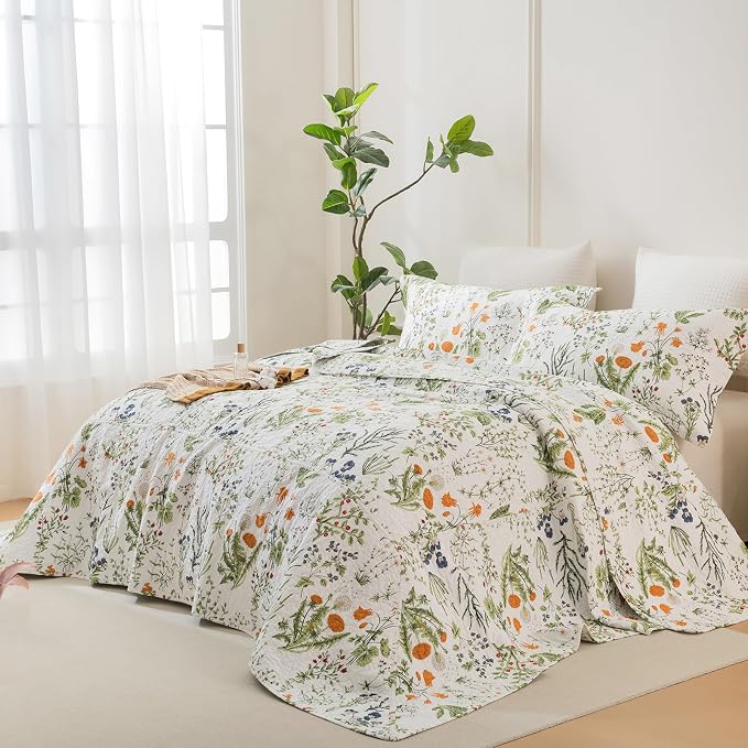 Lady Ann Oversized King Bedspreads 128x120, 100% Cotton Floral Quilt Coverlet - Image 5