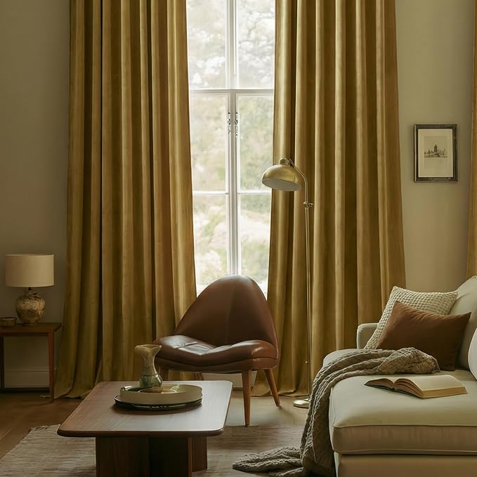 84 Inch Gold Velvet Curtains for Bedroom Back Tab Drapes Thermal Insulated | - Image 7