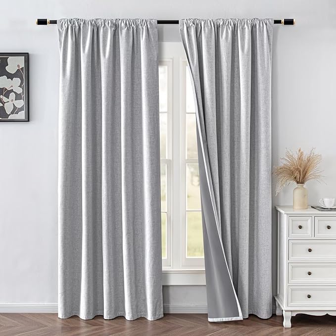 IGEMAEVE Blackout Curtains for Bedroom Rod Pocket Off-White 52" W x 90" L | - Image 2