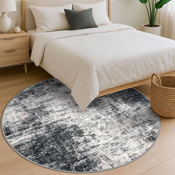 Abstract Round Area Rug 6 Ft Washable Circle Rugs Large Round Rug Non Slip Thin - Image 9