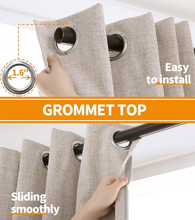 YoungsTex Beige Linen Blackout Curtains - Image 5