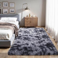 KICHOWUA 4x6 Thick Dark Grey Fluffy Shag Plush Washable Rug by KICHOWUA