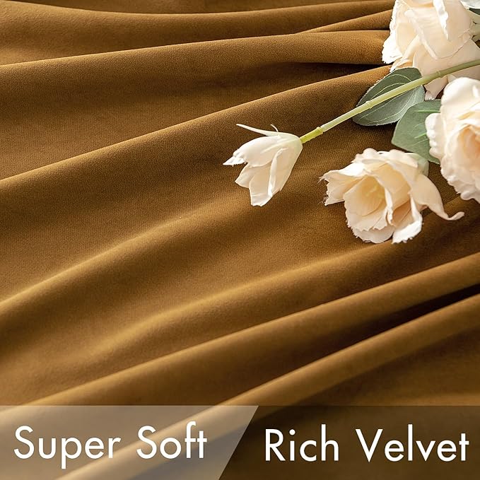 MIULEE Gold Velvet Curtains 52x108 inches Luxury Blackout Curtains | Thermal - Image 4