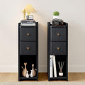Narrow Nightstand Set of 2, Wooden Small 2 Drawer Nightstand, Slim Side End by FurSchFurniture