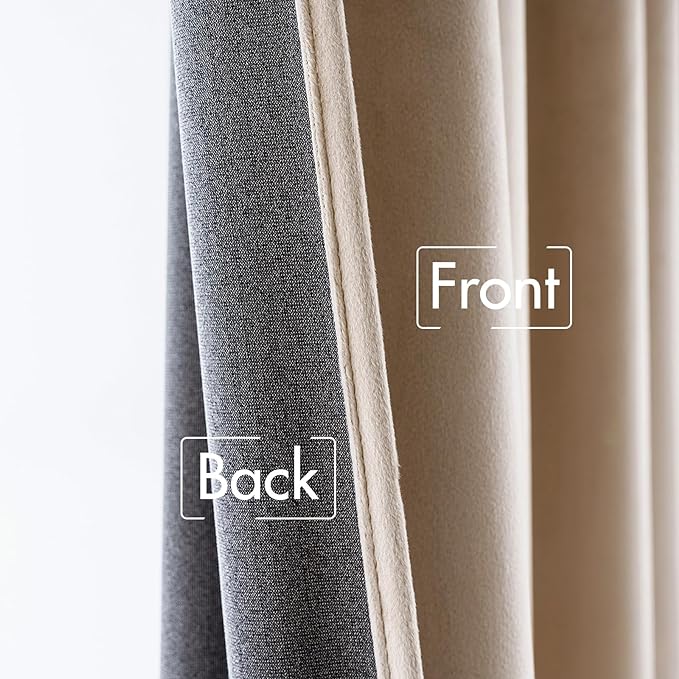 MIULEE Velvet Curtains 52x108 inches 2 Panels Camel Beige Blackout Curtains | - Image 6