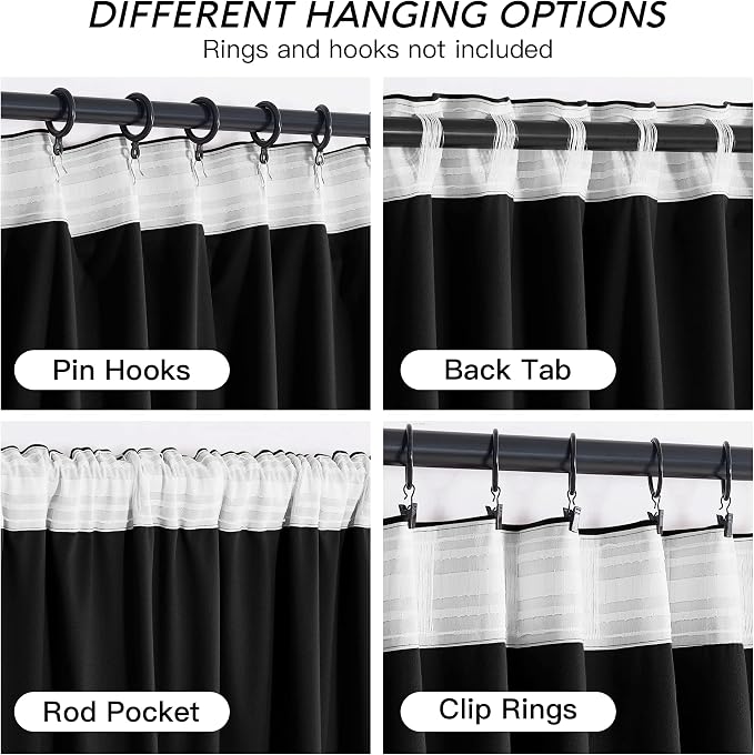 RYB HOME Black Velvet Blackout Curtains 84 inches - Image 4