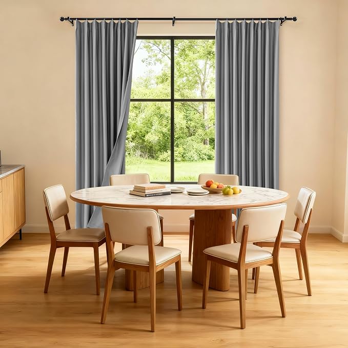 Etherealveil Charcoal Gray Pinch Pleated Blackout Curtains 2P 52"x102" | Back - Image 2
