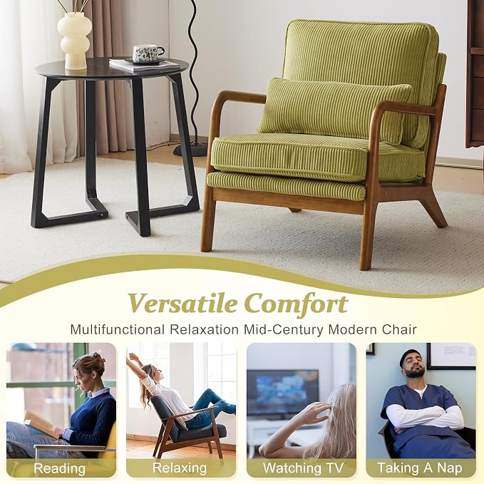 VINGLI Upgraded Premium Corduroy Accent Chairs Set of 2, Upholstered Arm Chair - Image 7