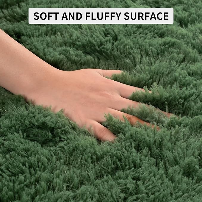 Fluffy Dark Green Rugs for Living Room Bedroom, 9x12 Soft Area Rug Forest - Image 7