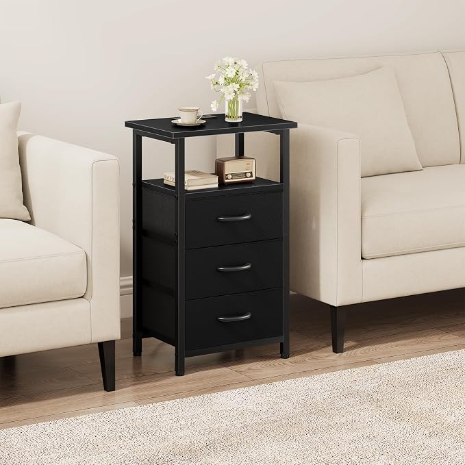 Nightstand Set of 2 with Charging Station, Bedside Table with USB Ports and - Image 7