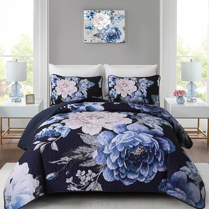 WONGS BEDDING Quilt King Size, Soft Microfiber Lightweight Farmhouse Bed Cover by WONGSBEDDING