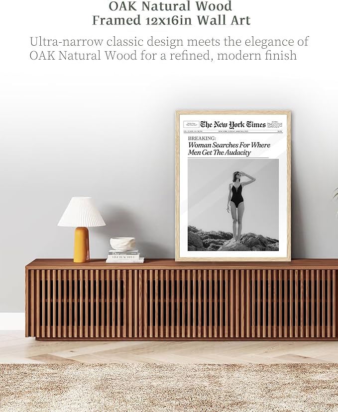 iHery 12x16in Where Men Get the Audacity Framed Newspaper Wall Art | Natural - Image 5