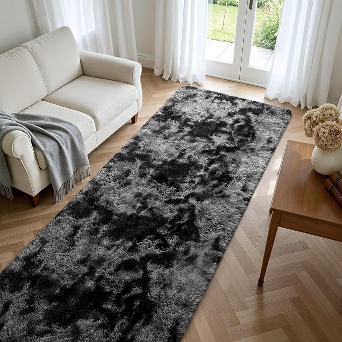 Deerhoo 3x10 Runner Rugs for Long Hallway Bedroom Kitchen, Dark Grey | Tie-Dyed - Image 3