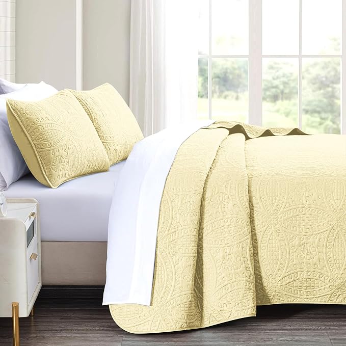 akkialla Butter Yellow Twin Quilt Set, Ultrasonic Lightweight Bedspread Coverlet - Image 4