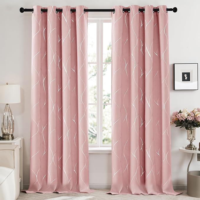 Deconovo Curtains for Living Room, Pattern Blackout Curtains 84 Inches Long | - Image 2