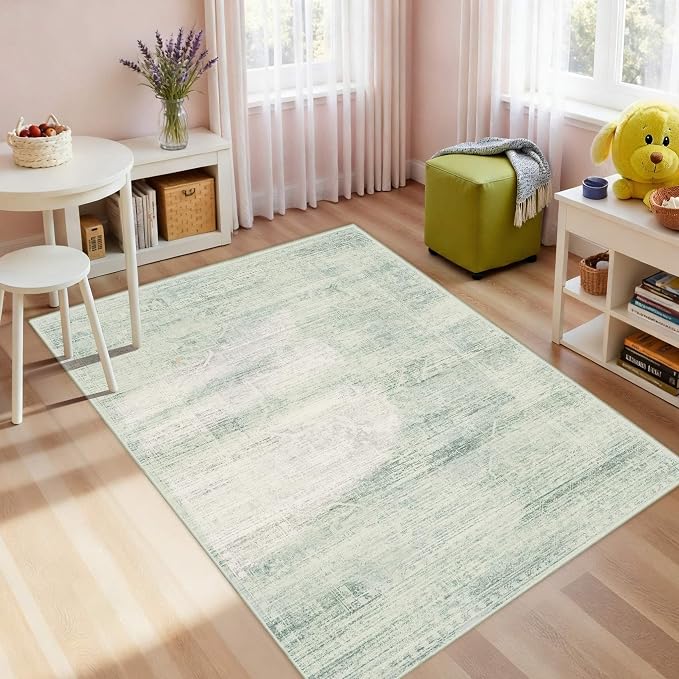 Latte&Fog 3x5 Entryway Green Area Rugs, Washable Small Rugs - Image 5
