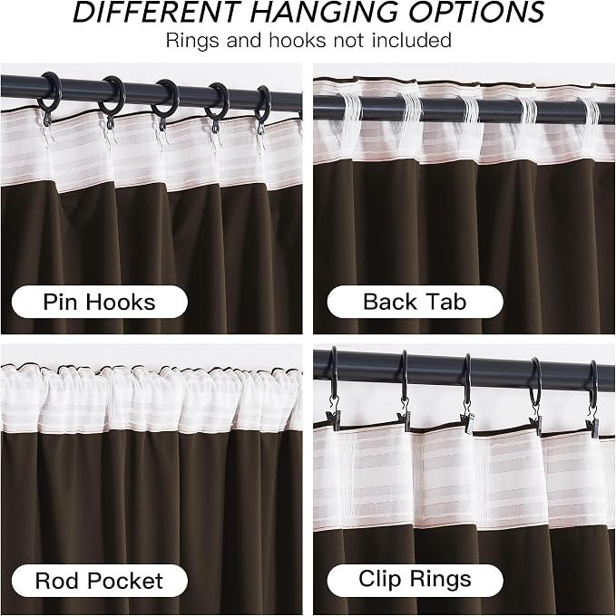RYB HOME Brown Velvet Curtains for Bedroom Living Room 80 inches Long | Room - Image 6