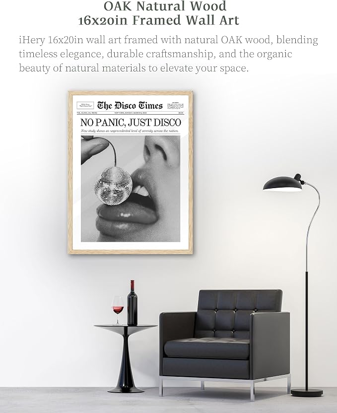 iHery 16x20in No Panic Just Disco Framed Newspaper Wall Art | Natural OAK Wood - Image 5