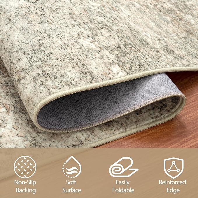 8x10 Area Rugs for Living Room Washable Bedroom Dining Room Beige Brown | - Image 4