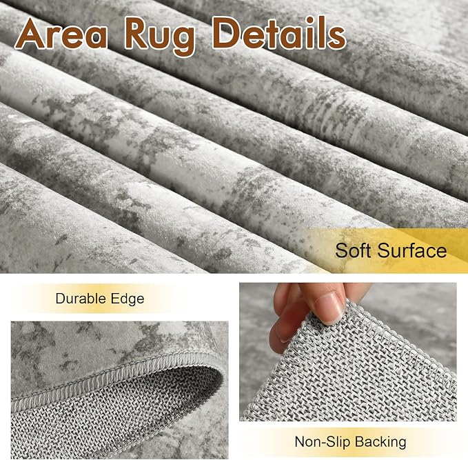 4x6 Ft Area Rugs for Living Room, Soft Non-Slip Washable Rugs Modern Abstract - Image 6