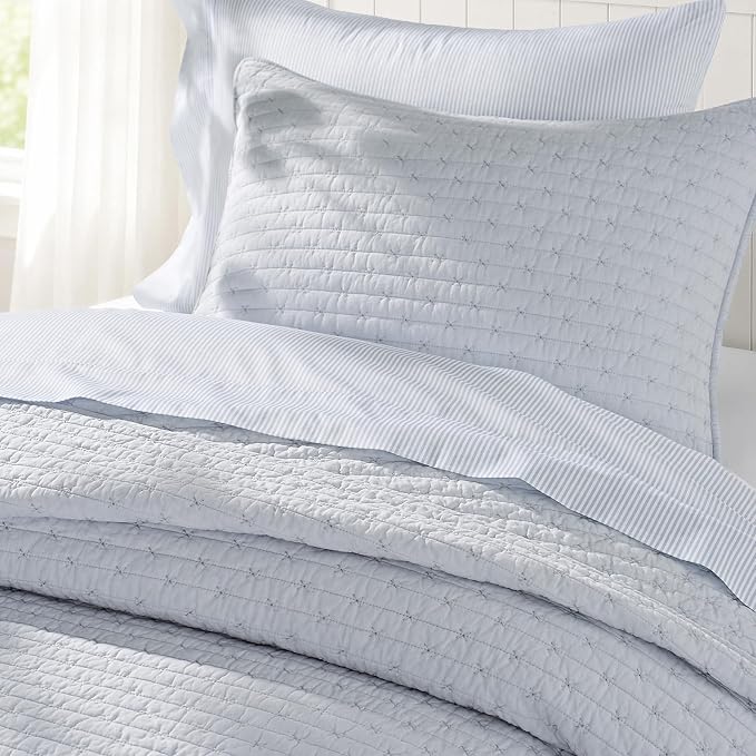 100% Cotton Cross Stitch Quilt Set, Powder Blue | 100% Cotton, Elegant Cross - Image 5