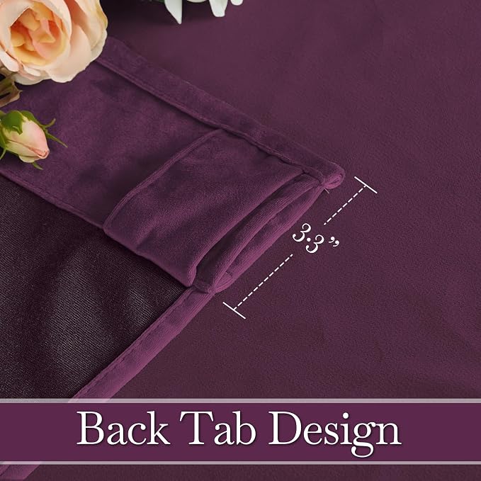 RYB HOME Eggplant Purple Velvet Blackout Curtains - Image 2