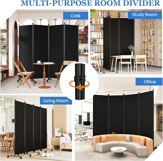 SUNALLY Room Divider Privacy Screens, 6 Panels Dividers - Image 7