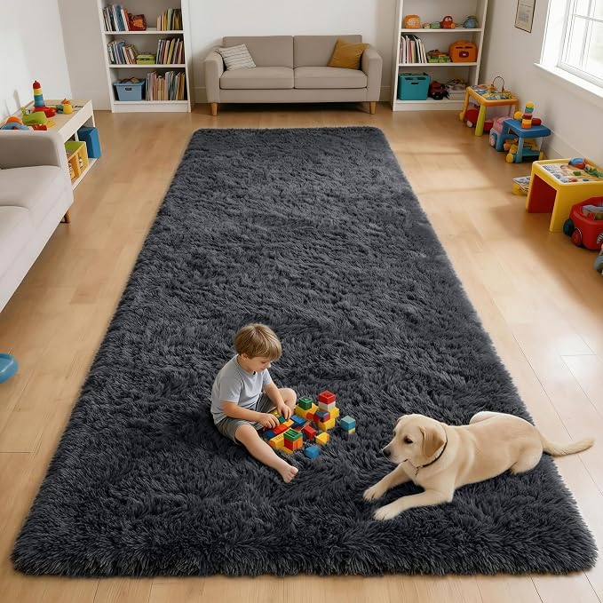 OLANLY 4x12 Area Rugs for Living Room Bedroom, Machine Washable Soft Fluffy by OLANLY