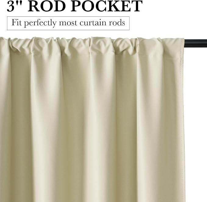 RYB HOME Bedroom Blackout Curtains 72 inches Long, 100% Blackout | Thermal - Image 2
