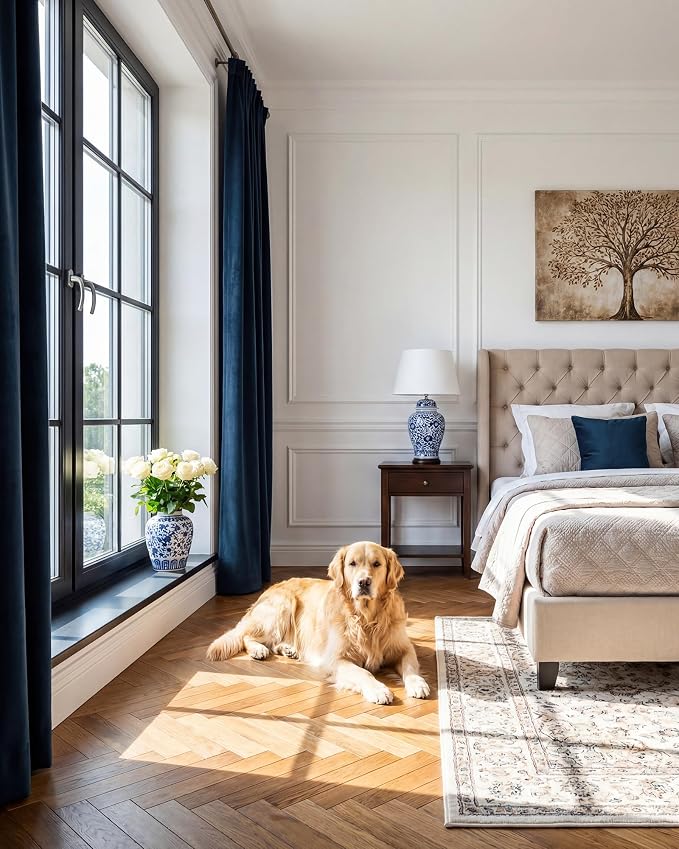 Navy Blue Blackout Thermal Insulated Curtains 96 inches, 2 Panels | Heavy Thick - Image 8