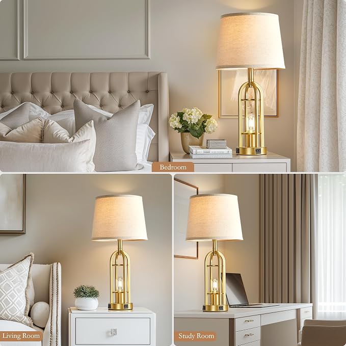 SRJJA Gold Table Lamps for Living Room Set of 2 - Image 7