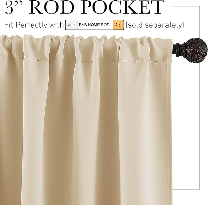 RYB HOME RV Curtains for Camper Windows, Mini Small Curtain Tiers | Thermal - Image 2