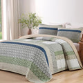WONGS BEDDING Queen Quilt Set Khaki Green, 3 Pieces Striped Bedspread | Ultra by WONGSBEDDING