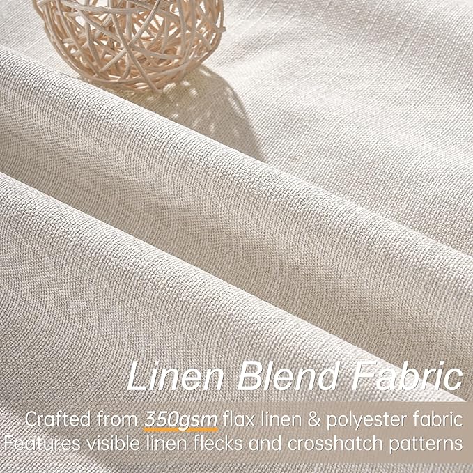Topfinel 102 Inches Long Custom Blackout Linen Curtains, Soundproofing Pinch - Image 3