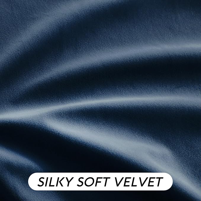 RYB HOME Navy Blue Velvet Blackout Curtains 90 inches - Image 5