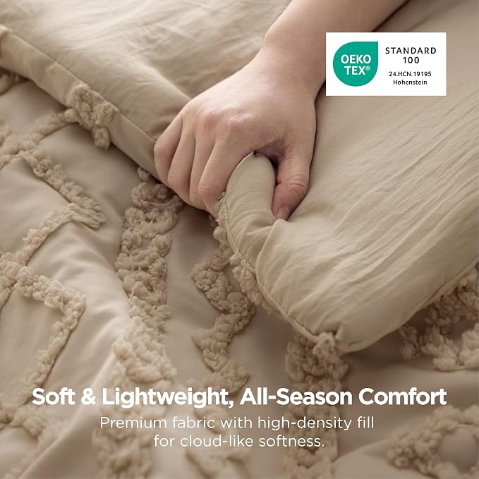Bedsure Tufted Boho Comforter Set Twin Size - Image 3