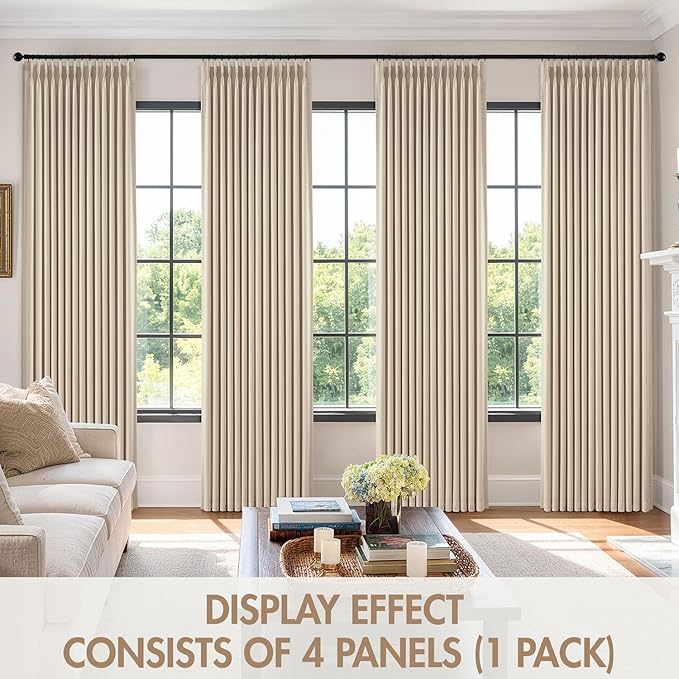 MIULEE Pinch Pleated 100% Blackout Curtains 40"x84" Natural 4 Panels Set | - Image 7