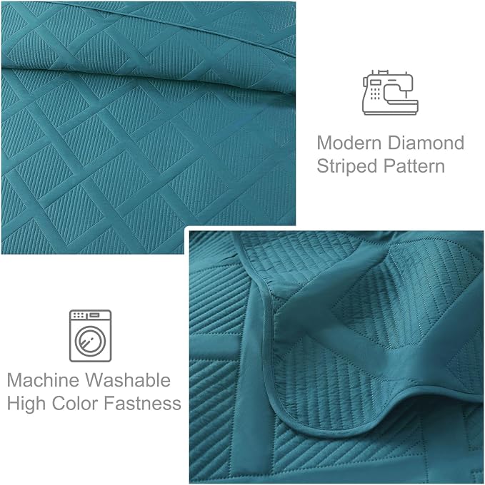 Exclusivo Mezcla Twin Size Quilt Set, Teal | Soft Bedspreads - Image 5
