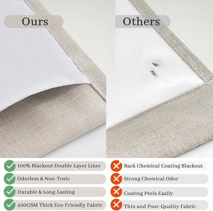 PleatedDrapes Blackout Greyish Beige Pleated Linen Curtains 98 Inches Long | - Image 6