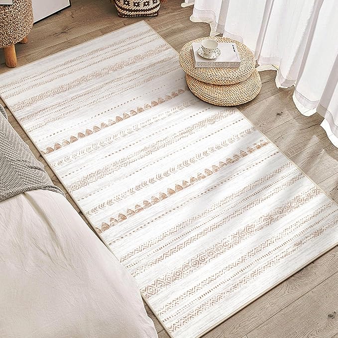 Nakagishi Boho 3x5 Area Rug Living Room Rugs Machine Washable Beige/Brown | by NakagishiAreaRug